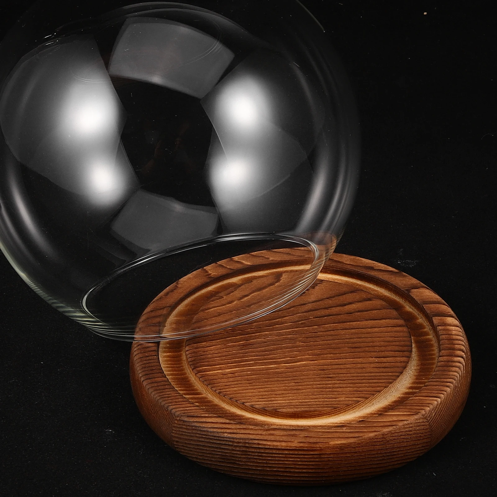 

1 Set Glass Dome Display Case Wood Base For Eternal Flowers Clear Preserved Flower Cover Cloche Mini Landscape Vase Glass Domes