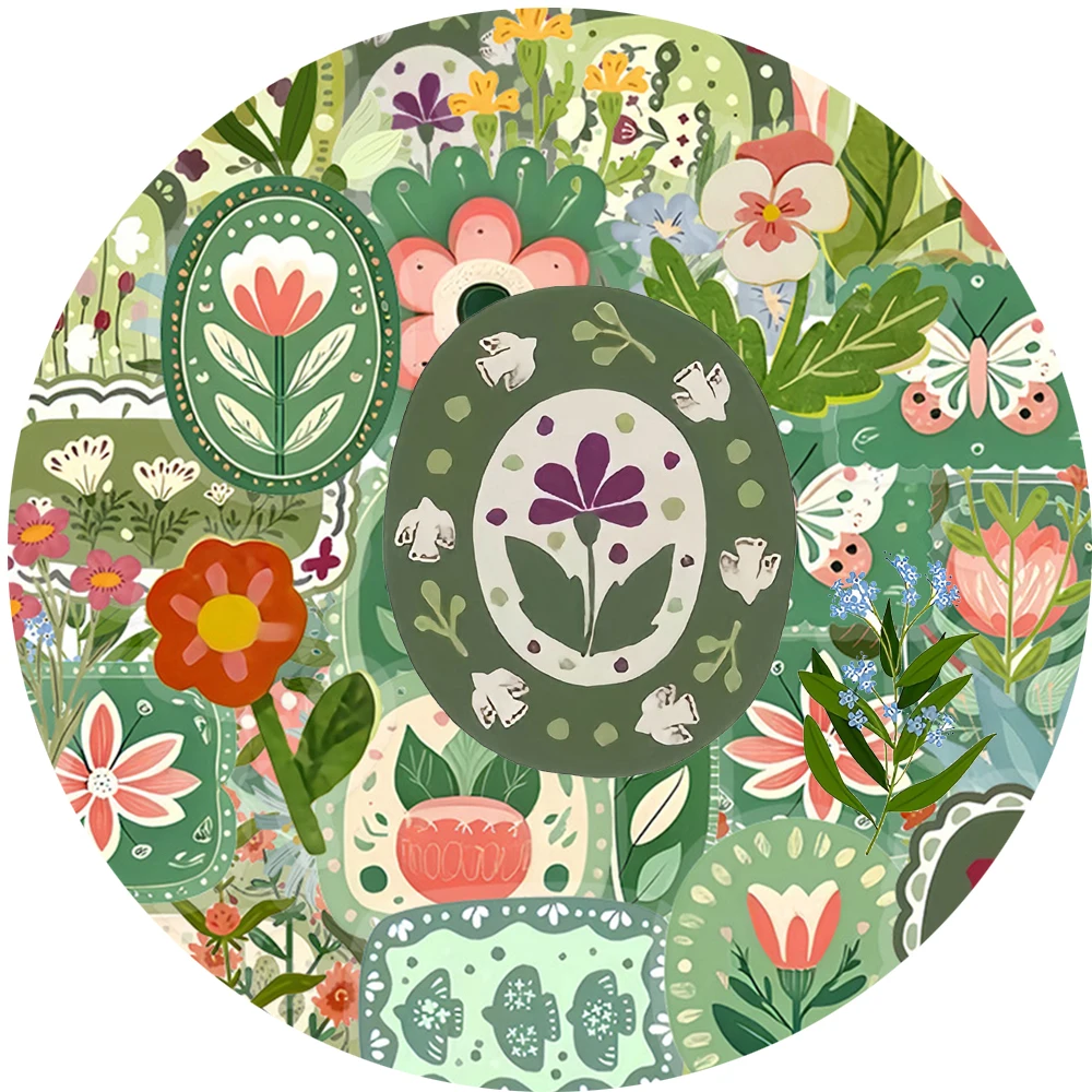 

10/30/50pcs Green Plant Flowers Stickers Cute Cartoon PET Decal for Kid Toy DIY Suitcase Helmet Phone Car Aesthetic Sticker Pack