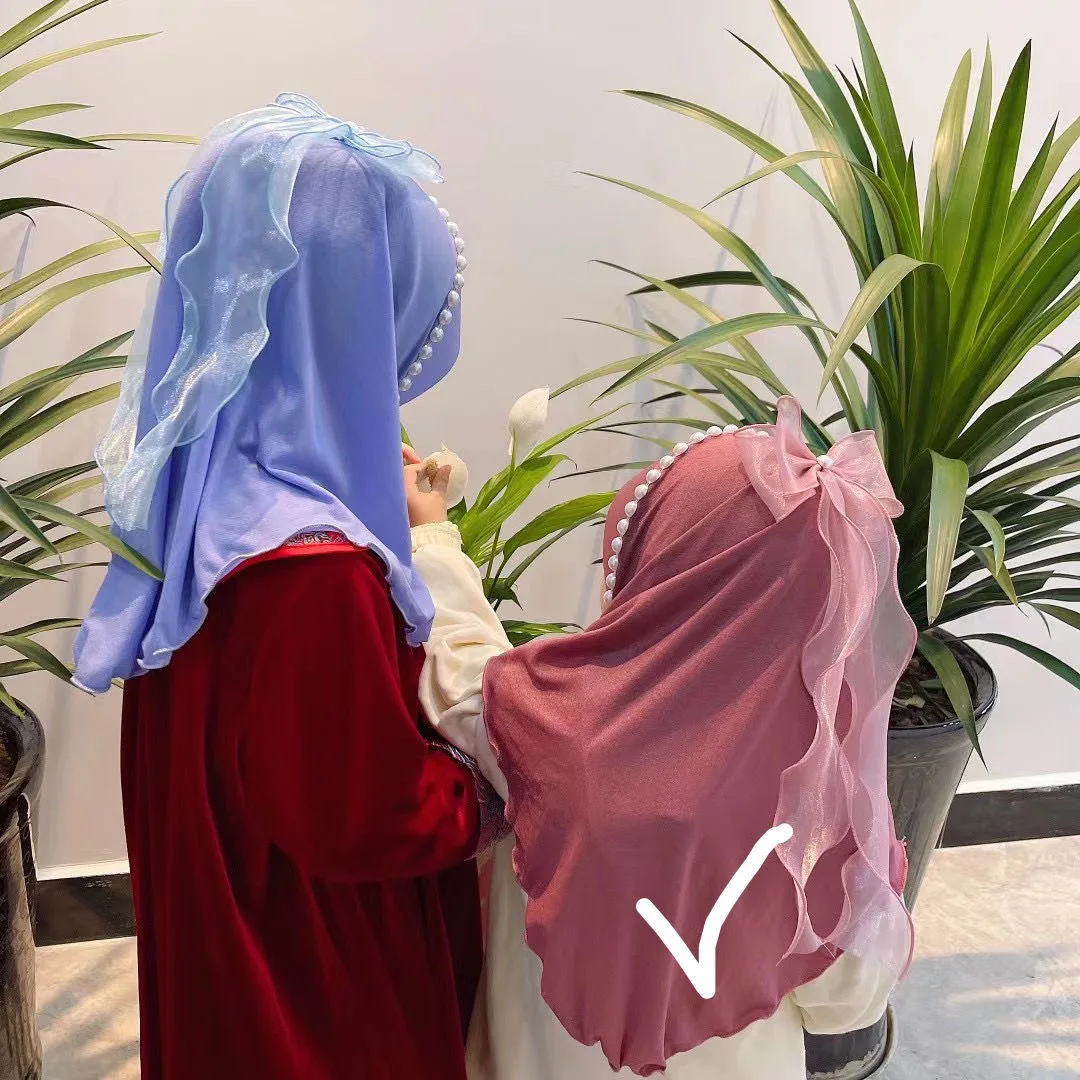 Süße Band Bogen Mini Prinzessin Baby Mädchen muslimischen Hut Hijabs Größe: 3t-9t