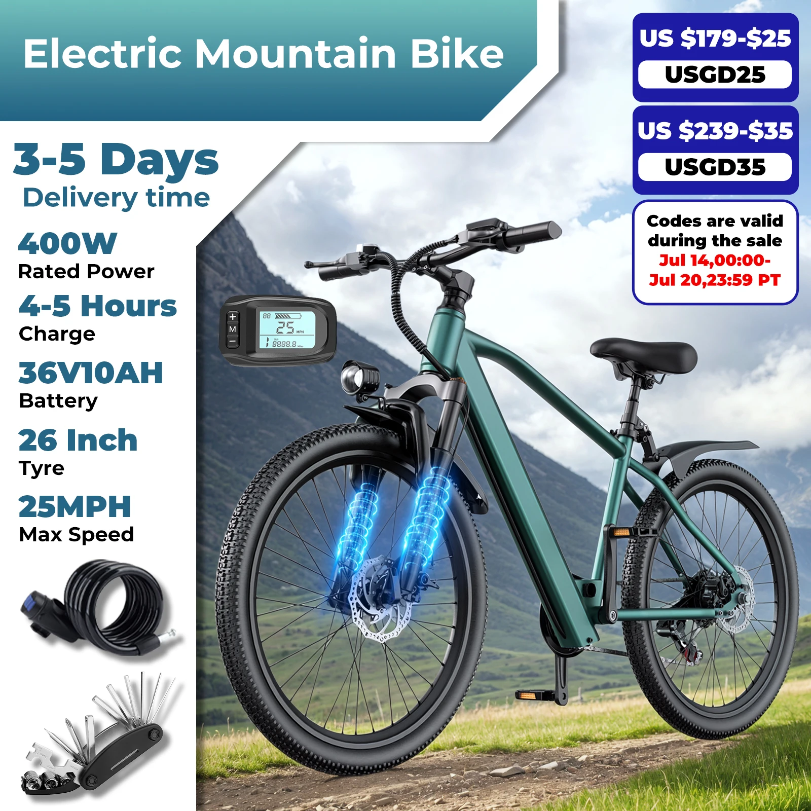 

Электрический велосипед для взрослых с бесщеточным двигателем мощностью 500 Вт, 40 миль, 25 миль в час, электрический горный велосипед со съемным управлением на 360 Втч