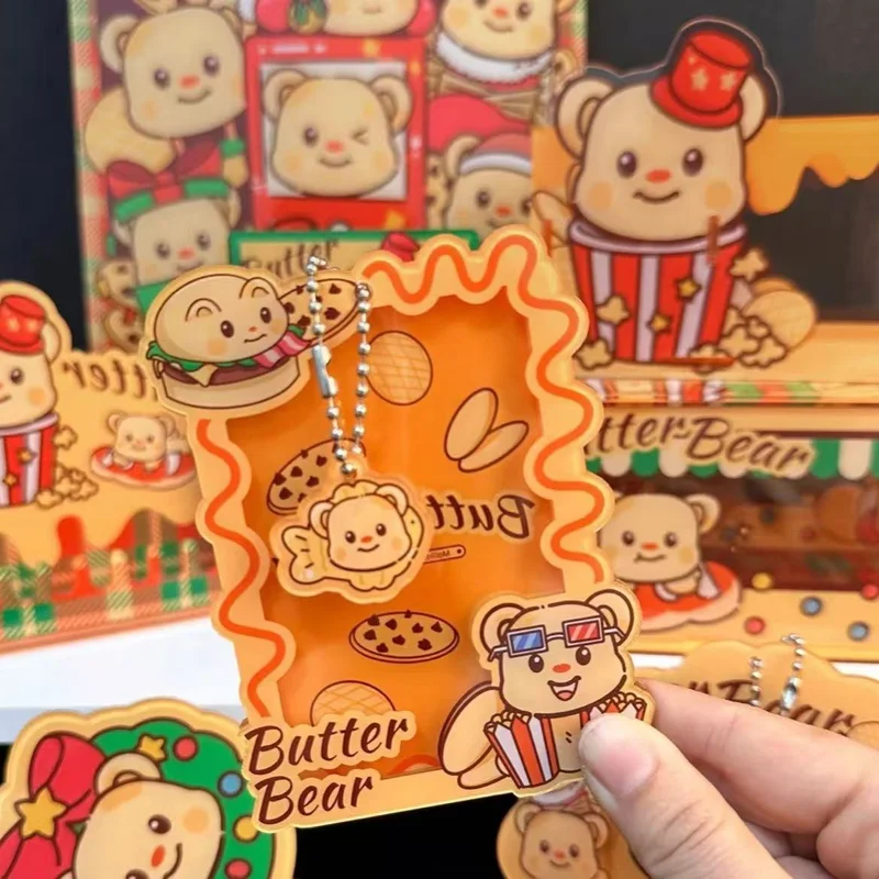 Simpatico portacarte in acrilico con orso al burro Portapenne creativo per studenti A7 Materiale scolastico per notebook