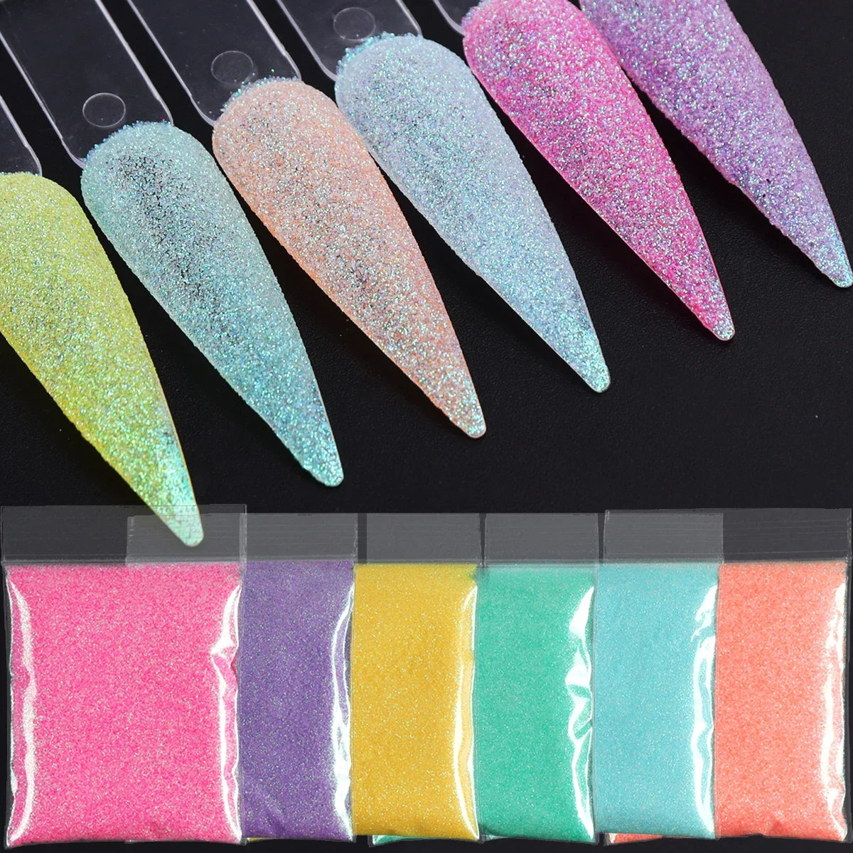 Poudre de sucre brillante pour ongles, paillettes pour ongles, effet pull, chrome, pigment, poussière, vernis, bricolage, manucure, art, décoration, 6 pièces