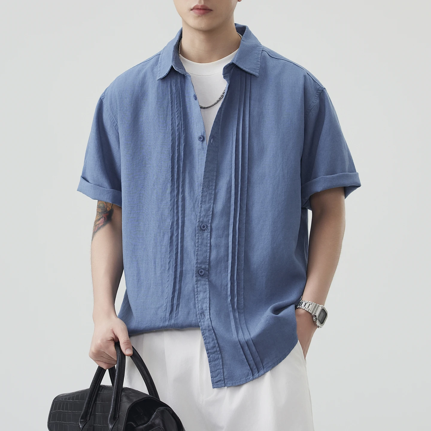 Camisa Masculina de Linho e Al - Summer Clothing Old Money avaliação e preço