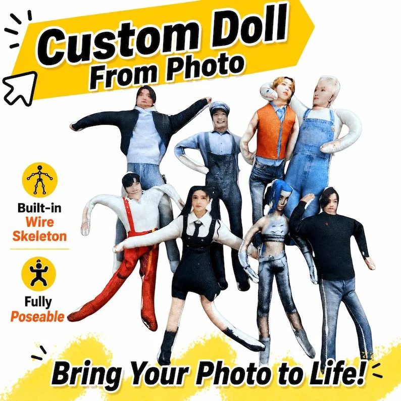 Custom Bendable Plush pillows, Personalized Photo Stuffed home decoration, Posable Keepsake Birthday Anniversary