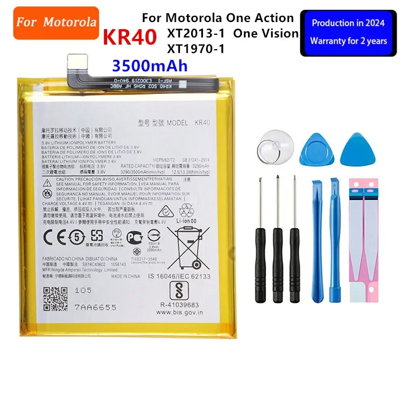 

100% Original KR40 3500mAh Battery For Motorola Moto One Action XT2013-1 / One Vision XT1970-1 Phone Batteries +Tools