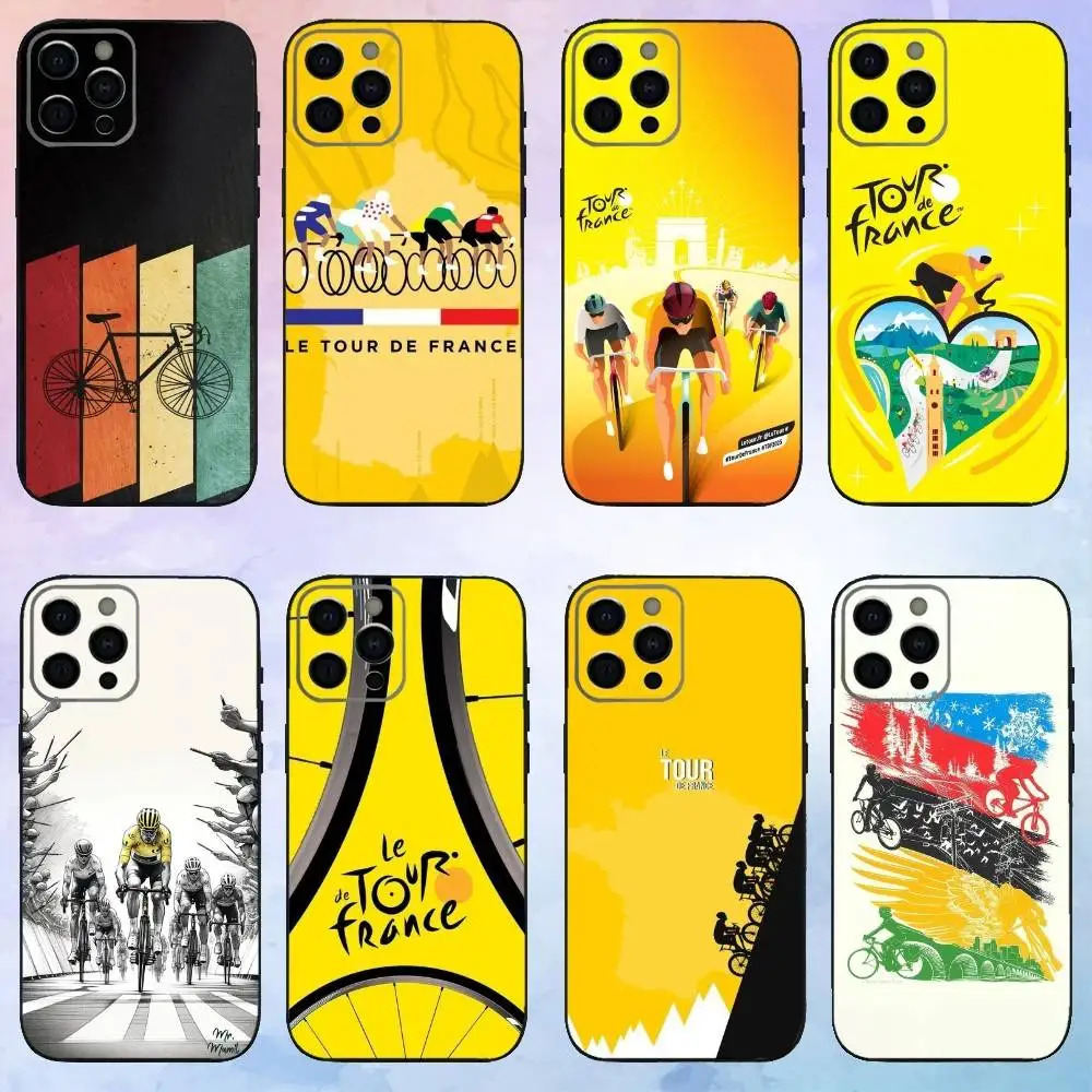 

Bike Tour de France Phone Case For iPhone17,16,15,14,13,12,11 Plus,Pro Max Soft Black Cover
