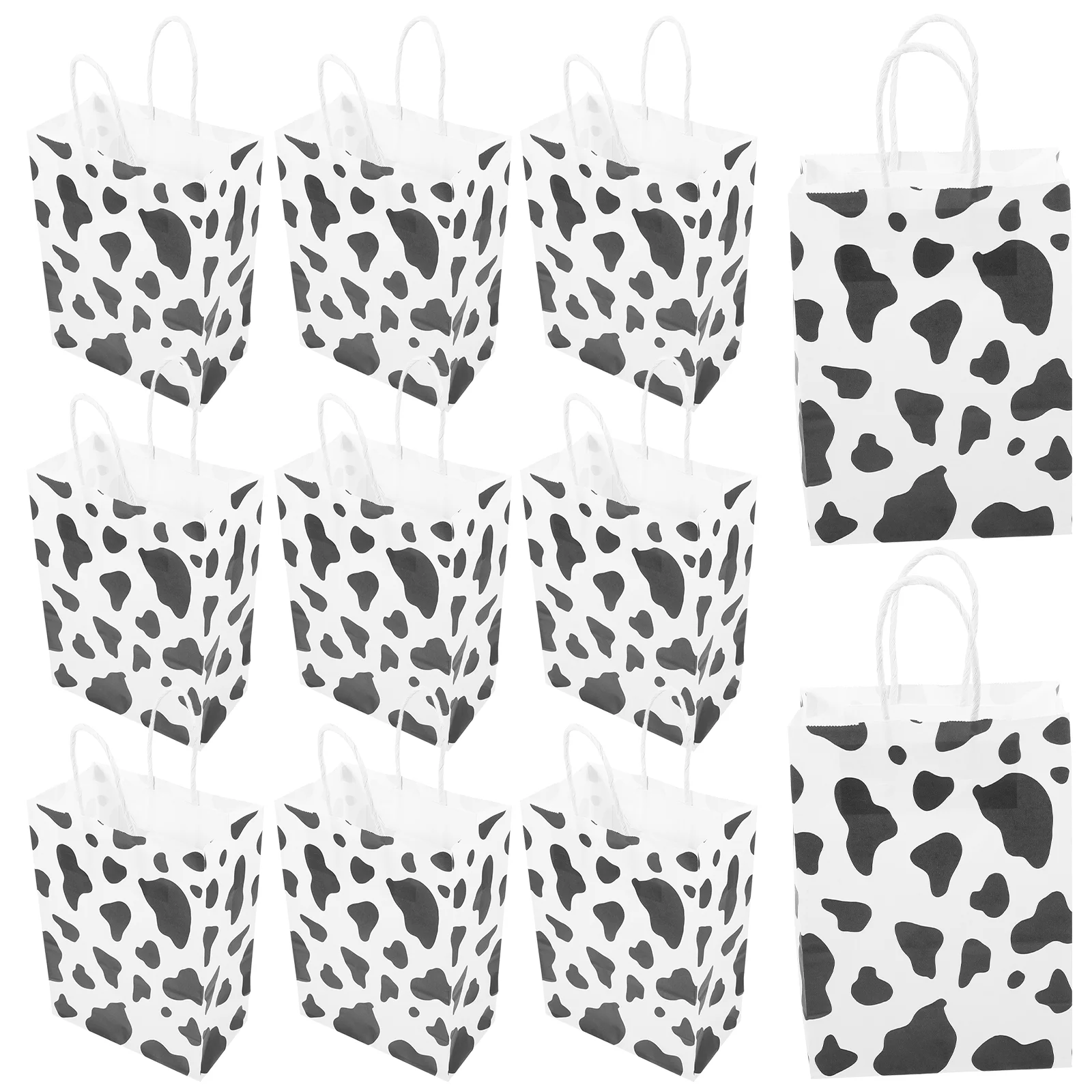 

Cow Party Bags Kraft Paper Tote Brown Gift with Handles Miss Print Baby Presents