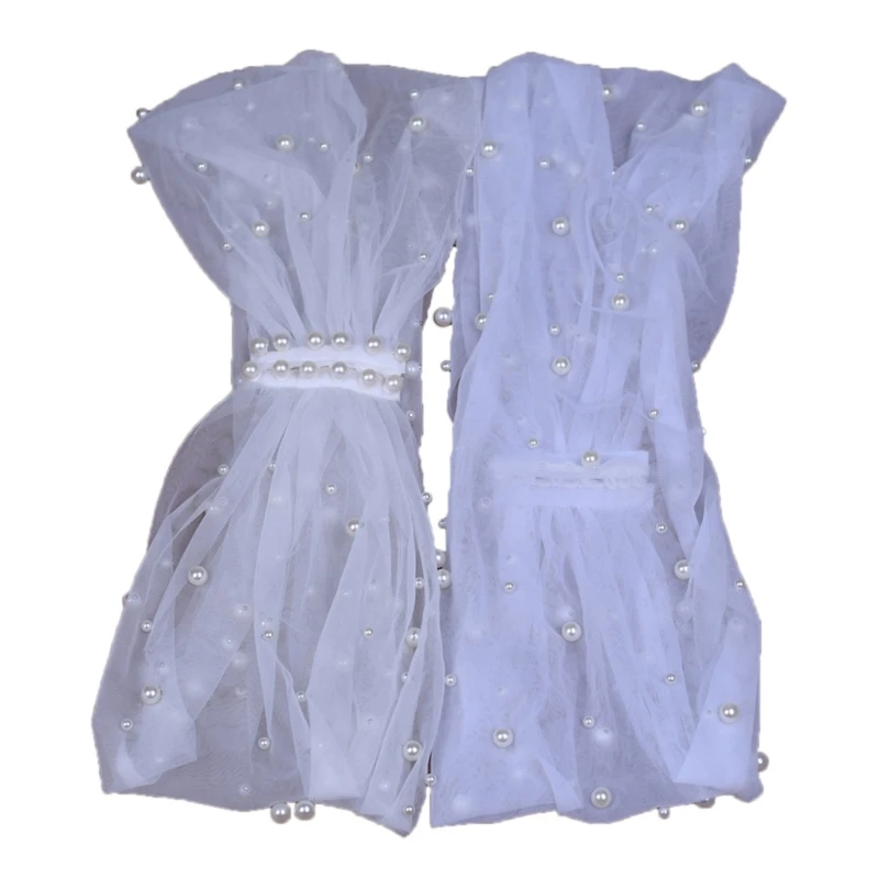 Elegant Bridal Shawl for Wedding Dress Jeweled Overlay Tulle for Wedding Bride Studded Pearls Sheer Wrap