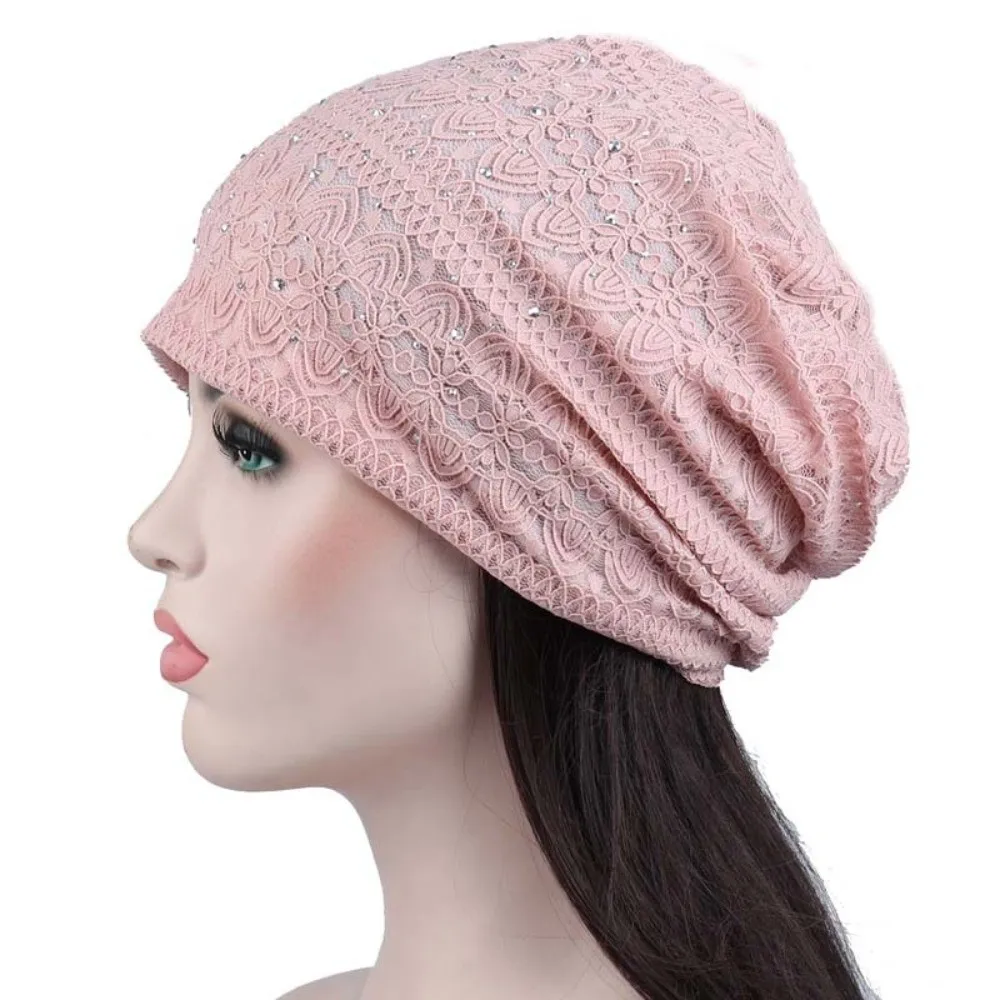 Pullover-Mütze, weiche Spitzenmütze, Mützen im ethnischen Stil, winddichte, warme Mütze, Nachtmütze, bequeme Hijab-Turban-Mütze, Herbst, Frühling – Detail 8