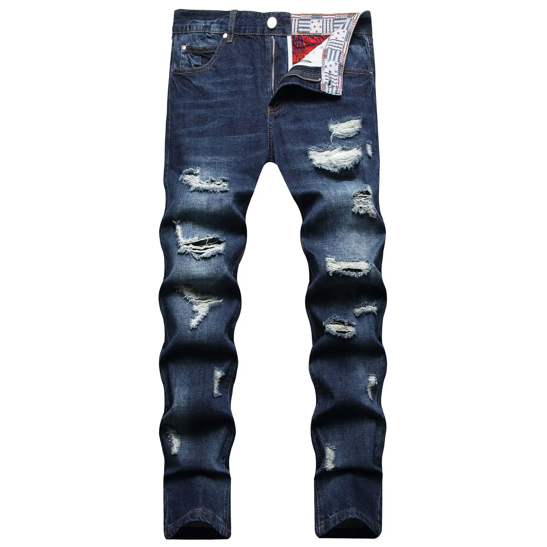 2023 New Classic Casual Business Men Jeans Fashion Street Biker Brand Slim Blue Denim Pants High Quality Luxury Male Trousers