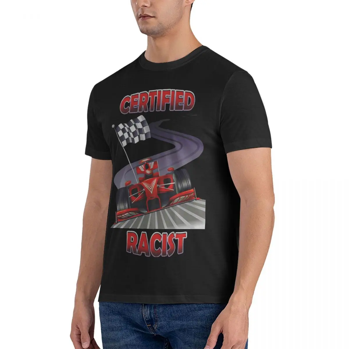 Men's Racing T Shirt Certified And Racists Cotton Tops Amazing Short Sleeve Crewneck Tees Summer T-Shirts