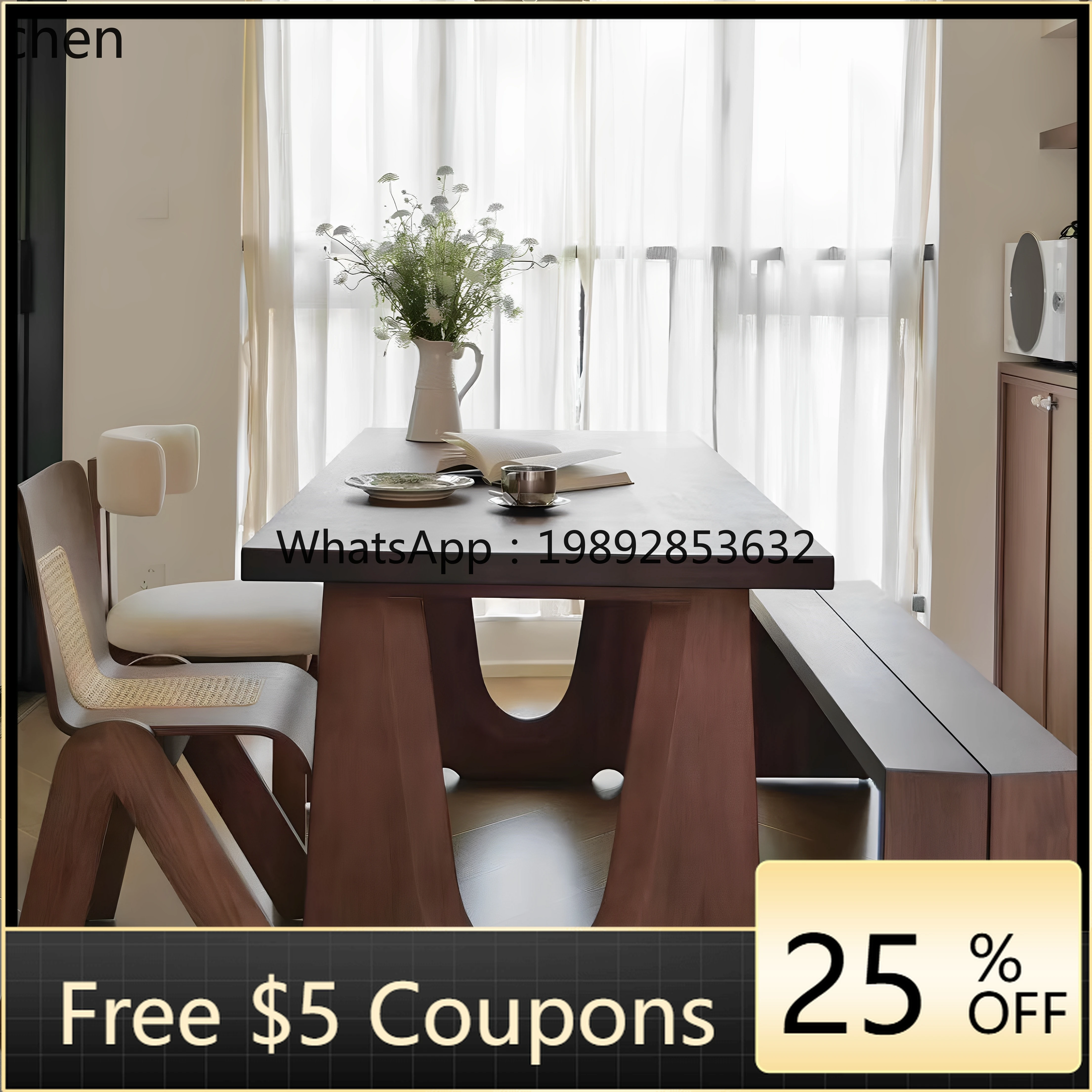 

all solid wood dining table black walnut living room household rectangular medieval workbench