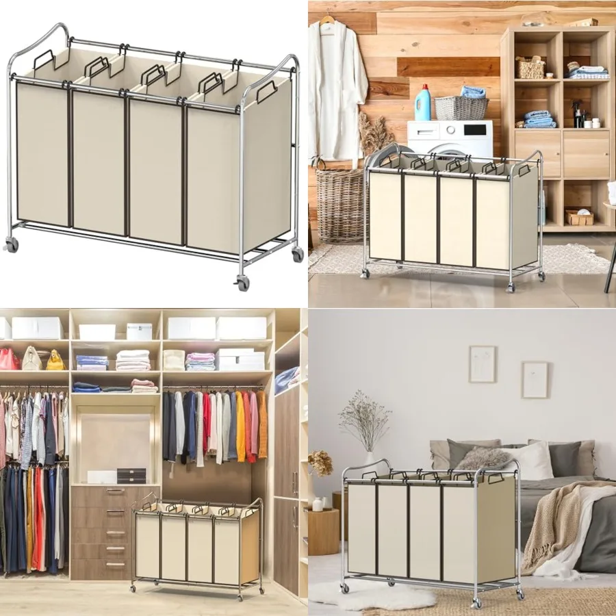 

4-Bag Heavy Duty Rolling Laundry Sorter Cart