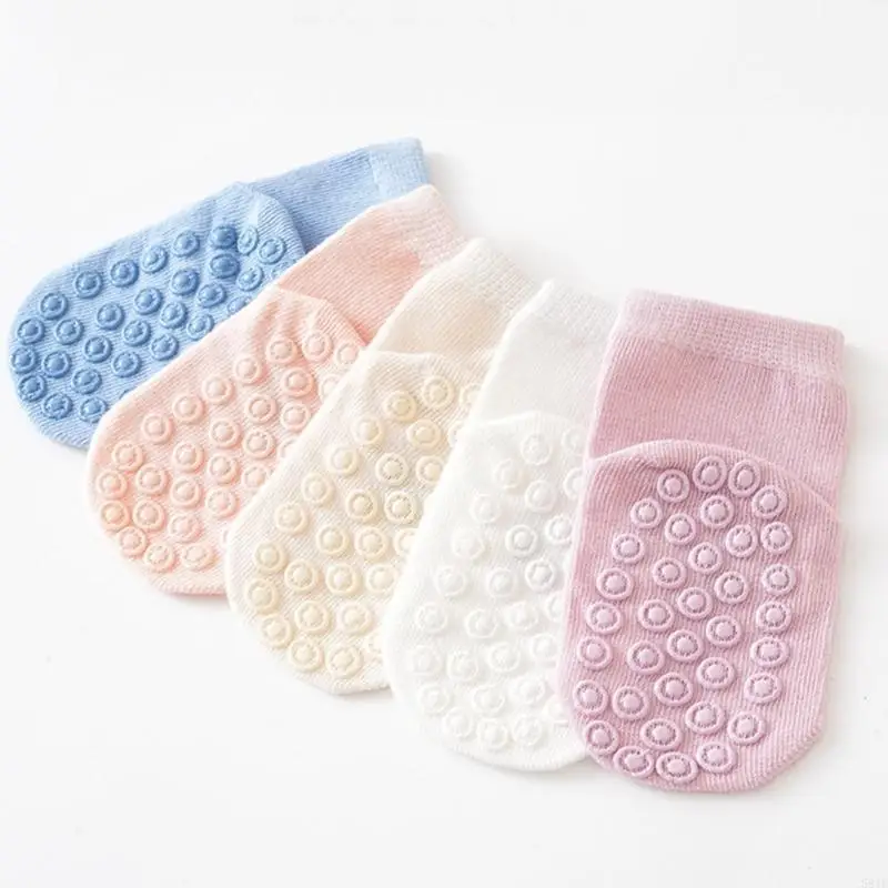 

581F Toddlers Socks Breathable Socks with Anti Skid Soles for Girls Boys 0-5 Years