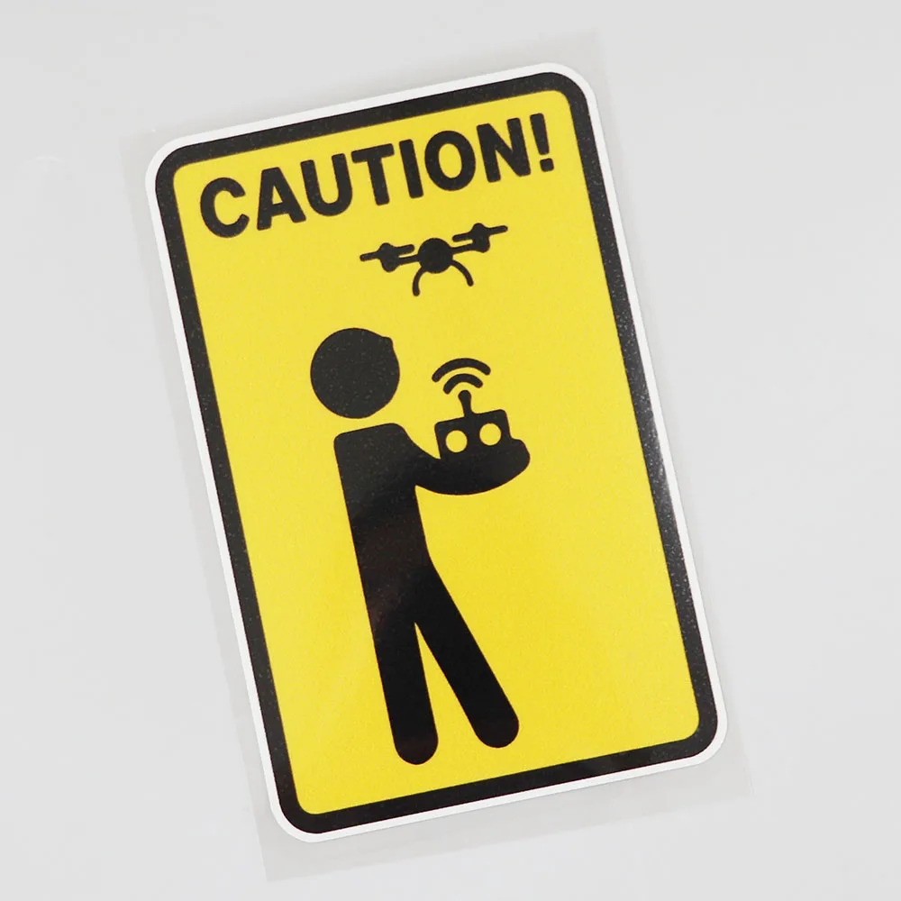 Decal Caution Figure The Control Drone PVC Car Sticker 8.8CM×13.8CM