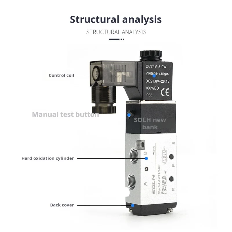 High quality two-position five-way pneumatic solenoid control valve 4V110-06