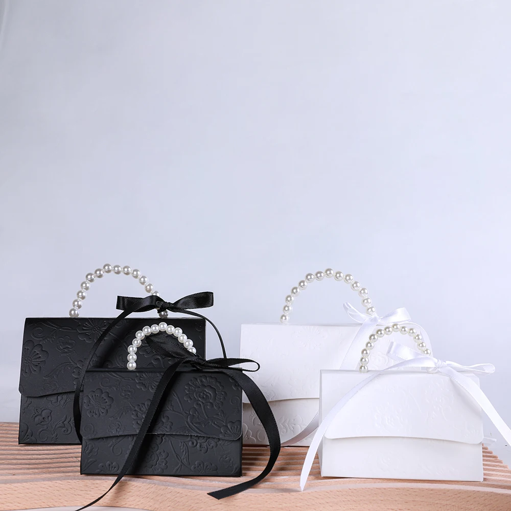 10 pçs portátil festa de casamento caixa de presente fita pérola doces chocolate artesanal caixa vela diy festa aniversário decoração suprimentos