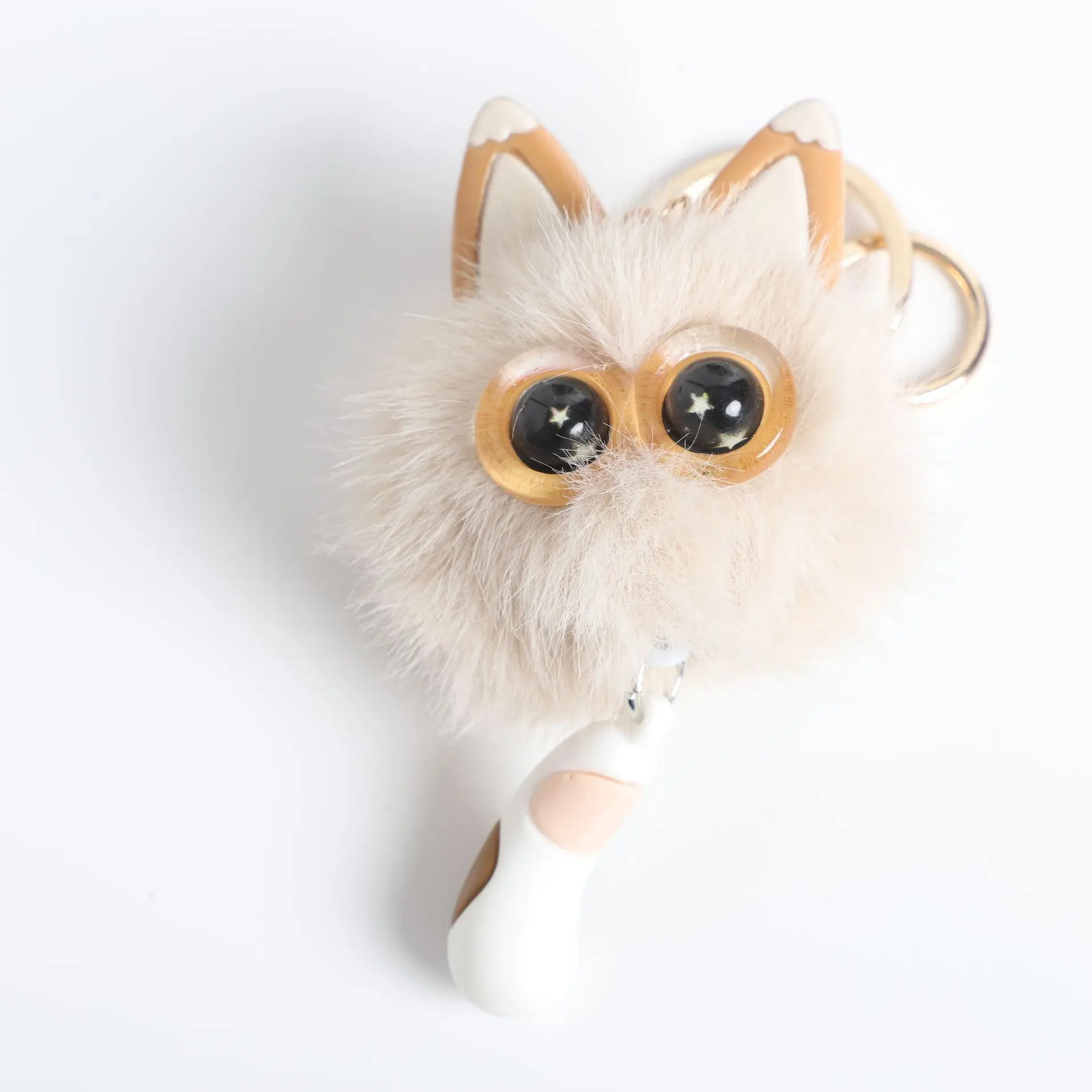 かわいい尻尾付きぬいぐるみキーホルダー - 愛らしいバックパックチャーム、寮のギフトアクセサリー