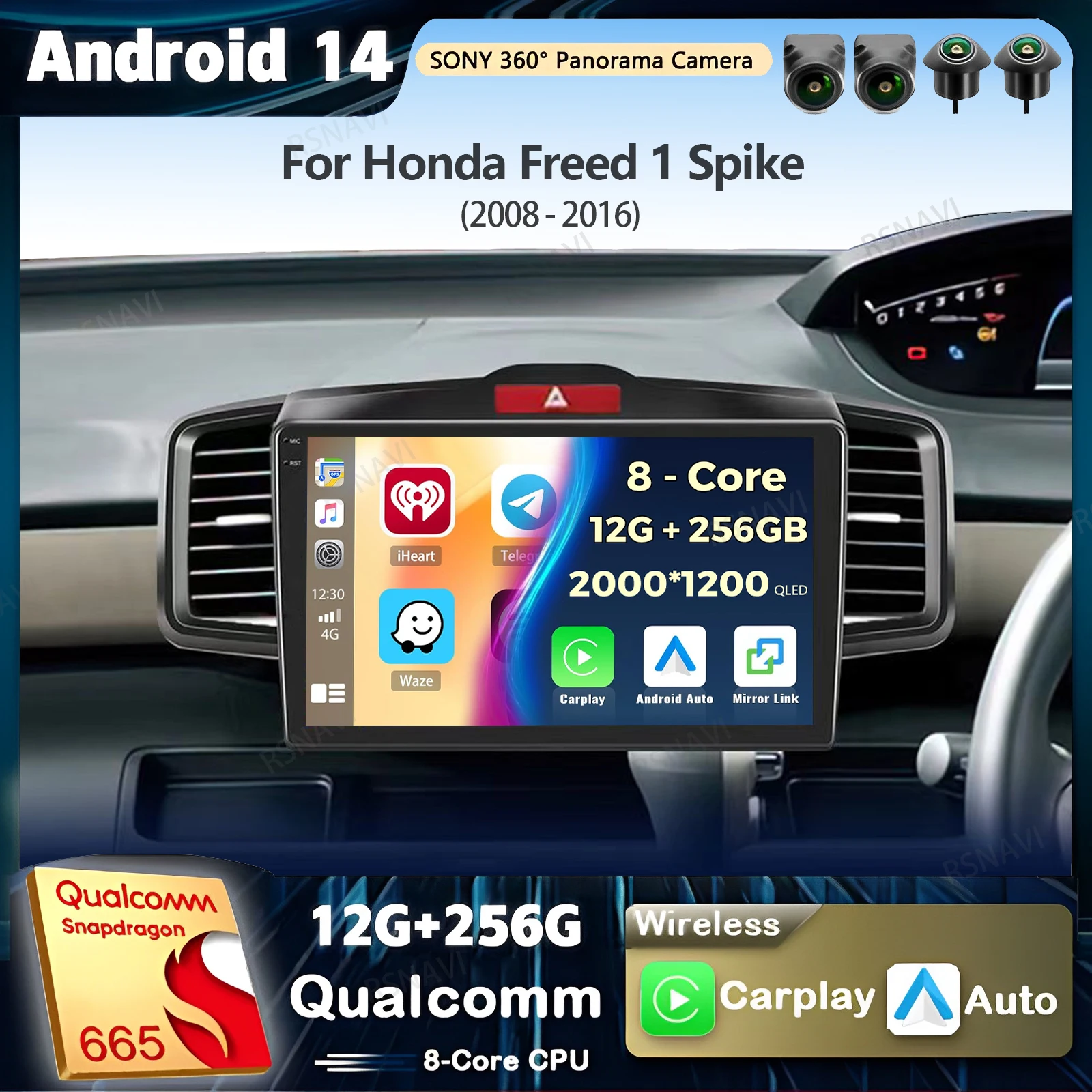 

Android 14 Carplay Auto For Honda Freed 1 Spike 2008 - 2016 Car Radio Player Multimedia stereo Navigation 4G+WIFI BT DVD 2 DIN