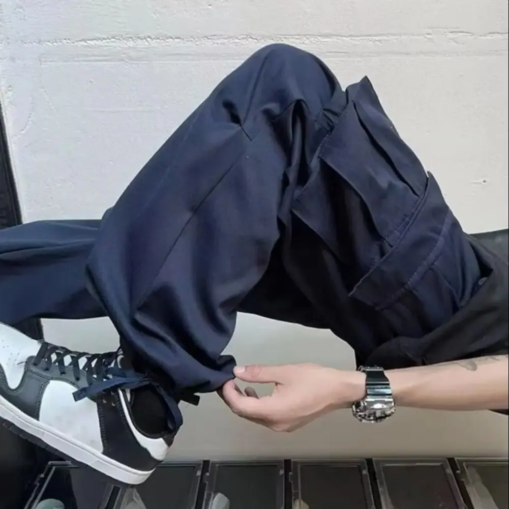 2025 Men Cargo Pants Reinforced Pocket Stitching Outdoor Camping Men's Cargo Pants with Drawstring Waist Multiple for Leisure