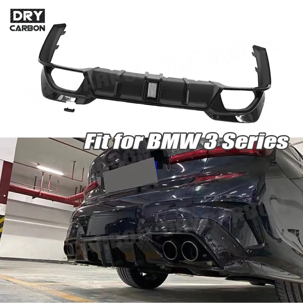 Glossy Black Rear Bumper Diffuser with Led Light Splitters Spoiler For BMW 3 Series G20 G28 M Sport 2019 2020 2021 Accessories