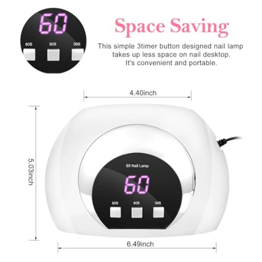 Lámpara LED UV para uñas de 54W con sensor automático y 3 configuraciones de temporizador para uñas de gel, herramienta profesional para manicura de secado rápido