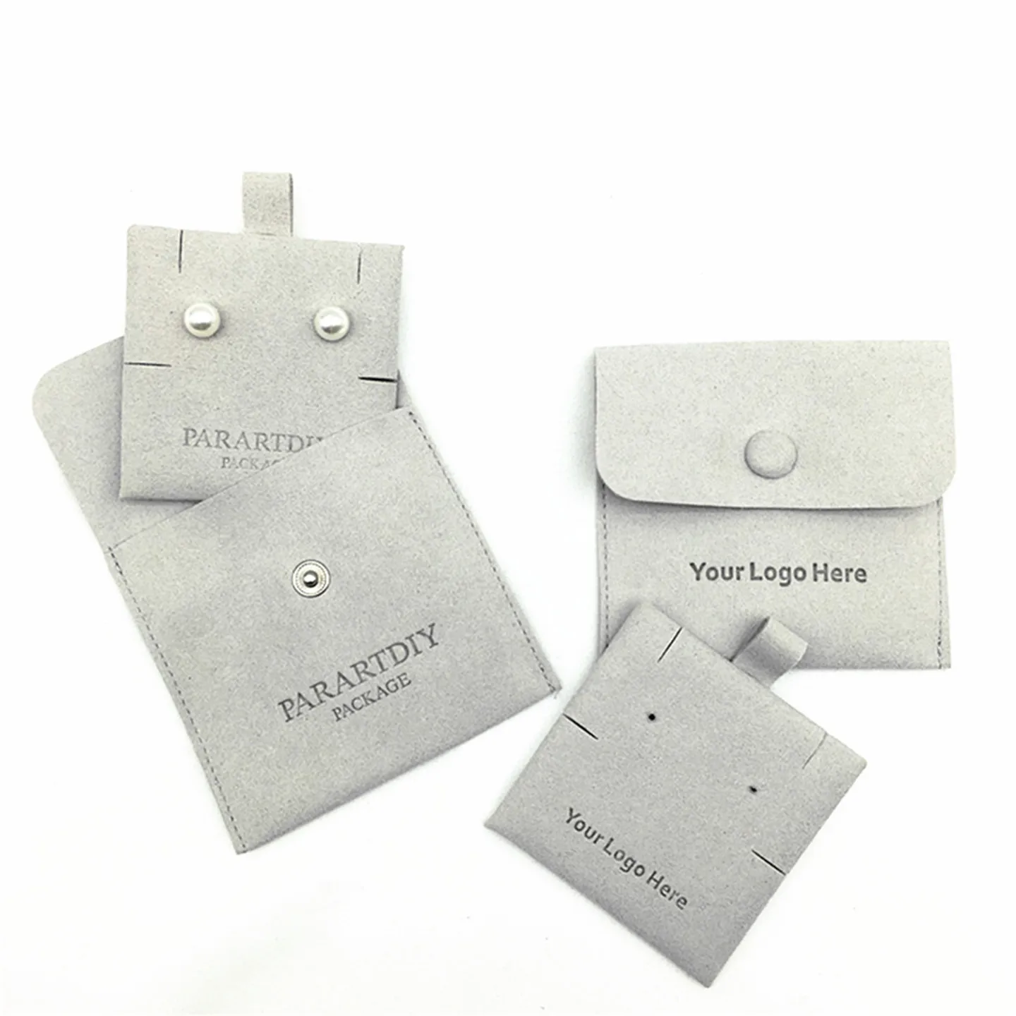 

50/100/500 gray buckle bags bulk personalized jewelry packaging bags custom logo bags brooch necklace earrings packaging bags