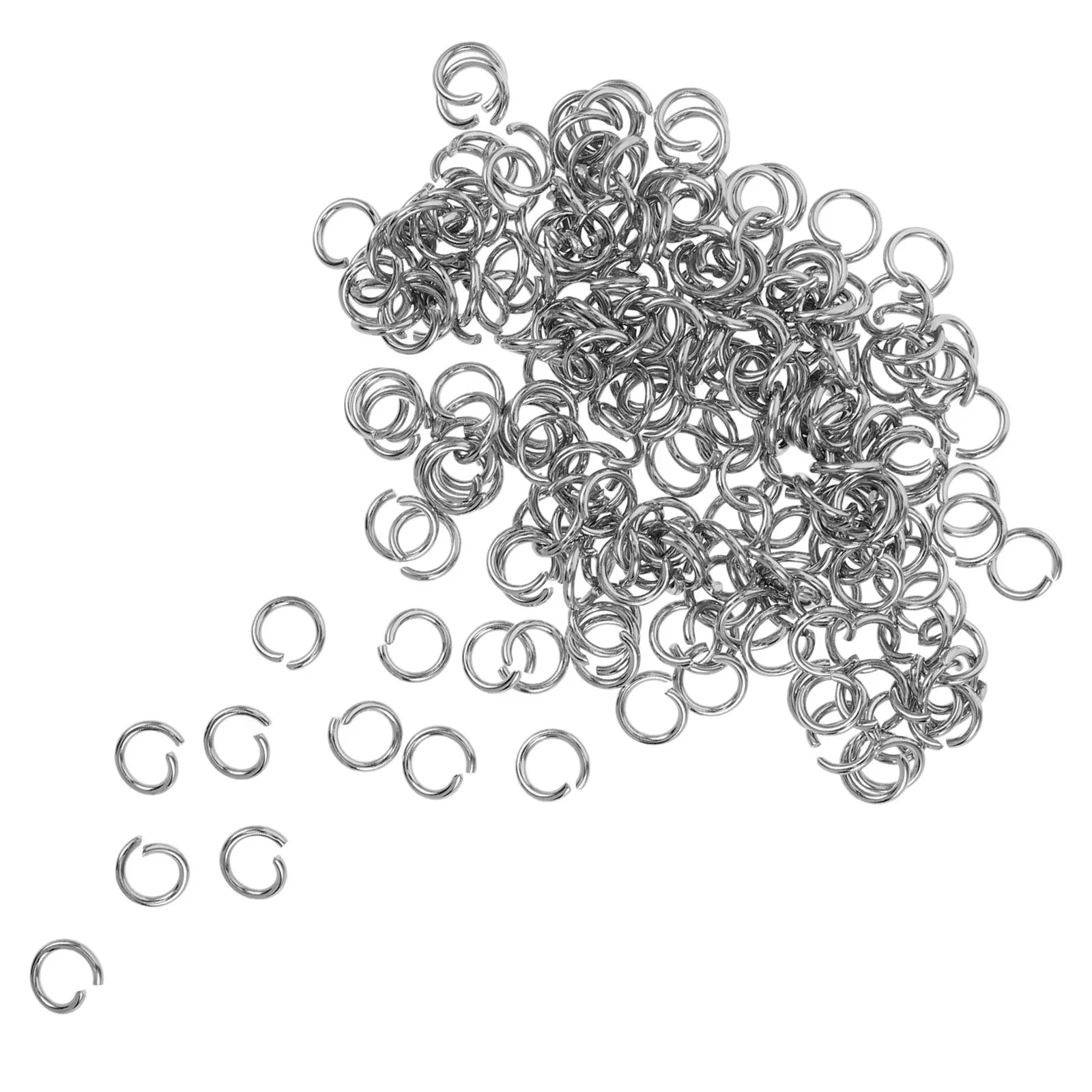 

100 pcs Opening Jump Rings For Jewelry Making Stainless Steel Rectangle Iron Key Open Thickened Oval Connectors Diy Craft