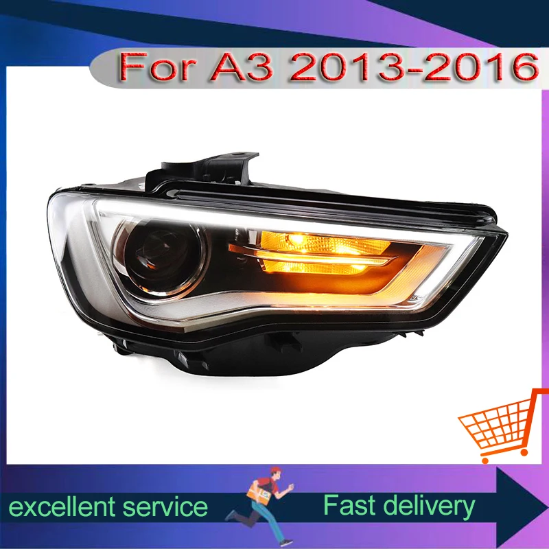 

2 PCS Car Accessories Lamps FOR 2014 2015 2016 Audi A3 xenon Front Light DRL Head Lamp Turn Signal LED Projector Lens Auto Tools