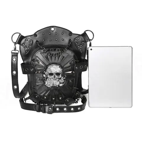 1PC 오토바이 유니버설 허리 가방 펑크 오토바이 가방 해골 어깨 숙녀 Crossbody 가방 PU 야외 허리 가방