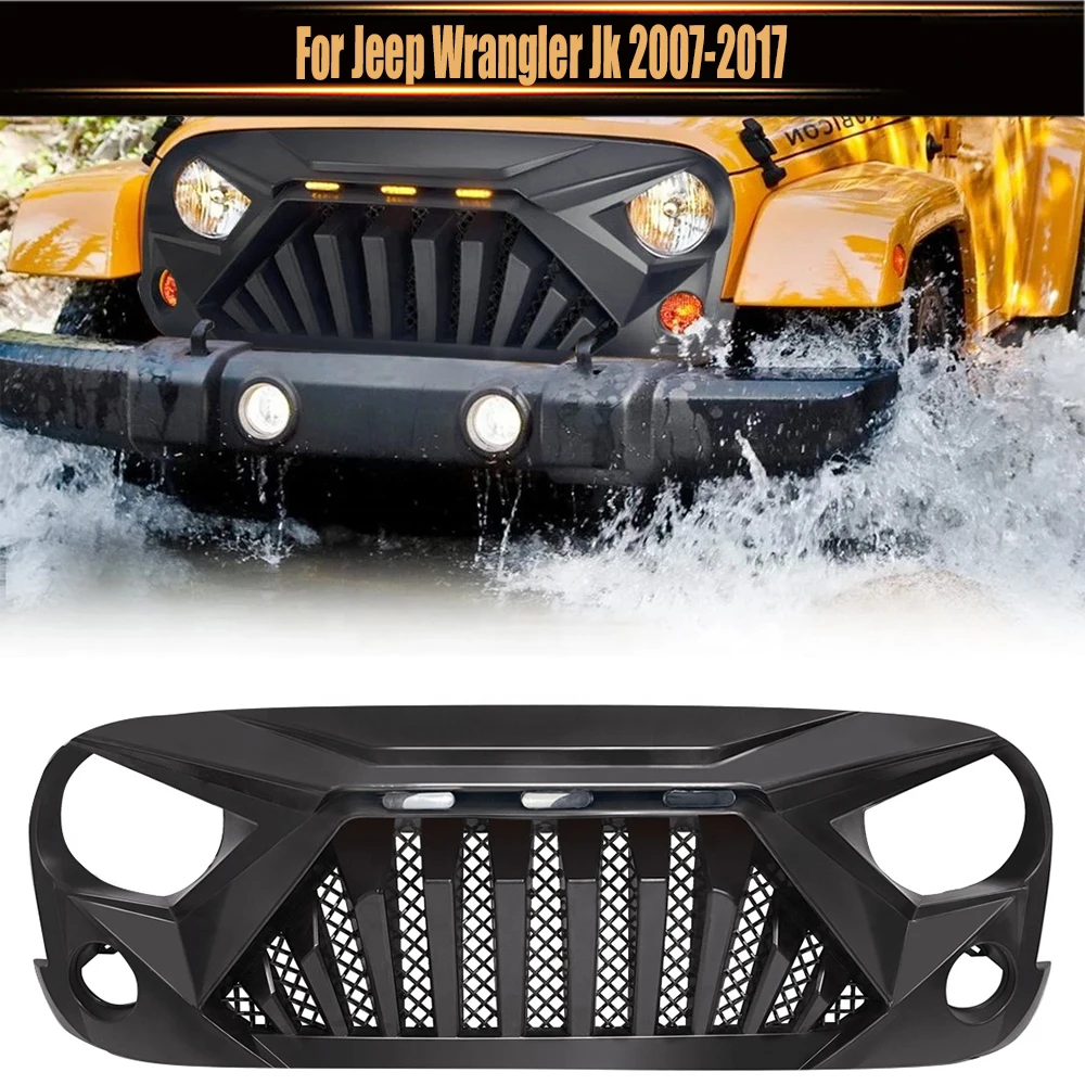 

For Jeep Wrangler Jk 2007-2017 Mesh Mask Cover Auto Grill Grills Exterior Car Accesories Modified Front Racing Grille Grills Fit