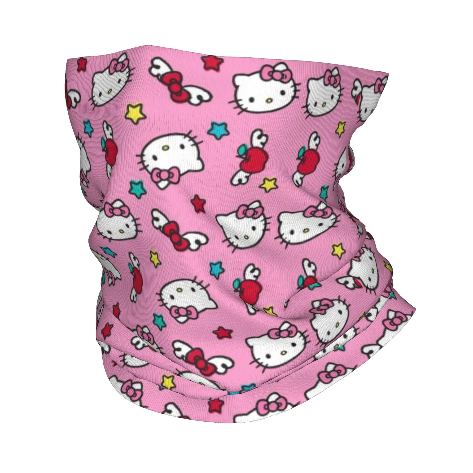 

Pink Hello Kitty Cartoon Bandana Neck Cover Printed Mask Scarf Warm Cycling Scarf Hiking for Men Women Adult Windproof