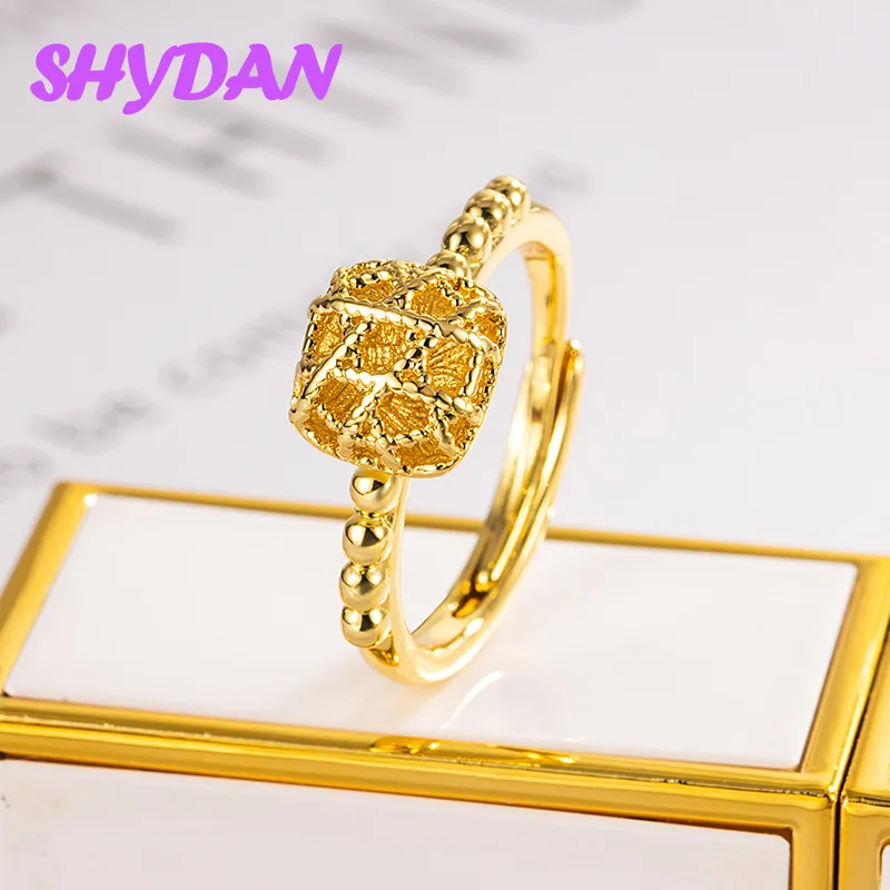 SHYDAN 925 Sterling Silver 18K Gold Candy Ring Open Adjustable Rings For Women Girls Fashion Jewelry