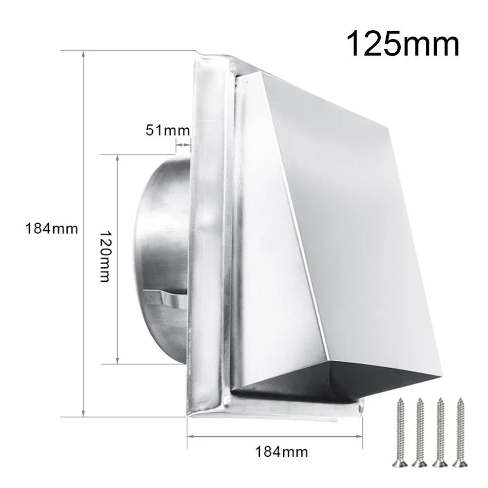 Wall Air Vent Outlet สแตนเลส EXTRACTOR พัดลม Vent ฝาครอบท่อระบายอากาศไอเสีย Grille 100/125/150 มม.ช่องระบายอากาศหมวก