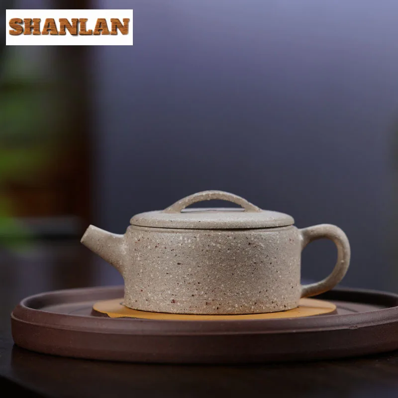 

150ml Yixing Purple Clay Teapots Handmade Large Caliber Pot Raw Ore Coarse Sand White Jade Segment Mud Kettle Zisha Tea Set Gift
