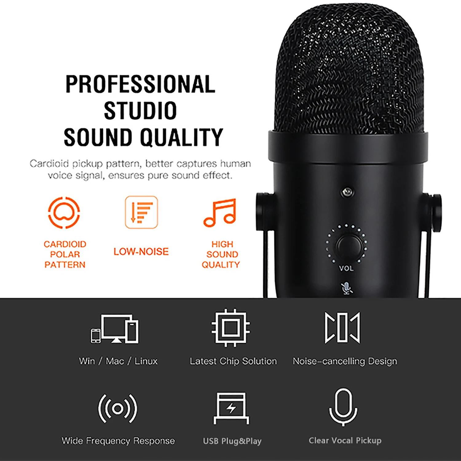 

GAM-U12 Desktop Online Game Karaoke Live Streaming Anchor Home Capacitive Recording USB Microphone Set