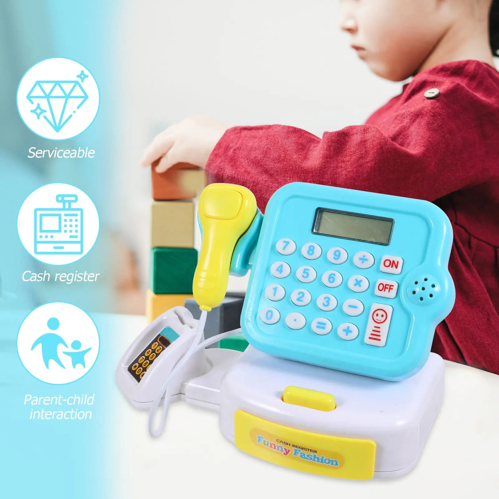 

1Set Children's Cash Register Fun Play House Educational Cashier Set Bright Colors Safe Plastic Gift for Kids Birthday New Year