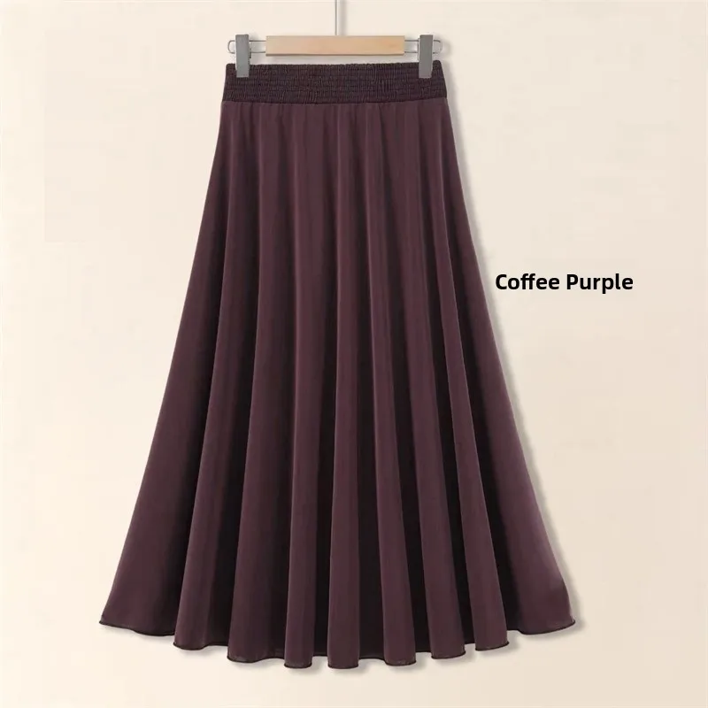 Ele – jupe mi-longue élastique à imprimé Floral, taille haute, pour mères d'âge moyen, danse carrée d'été, jupe fine en Fiber de Polyester