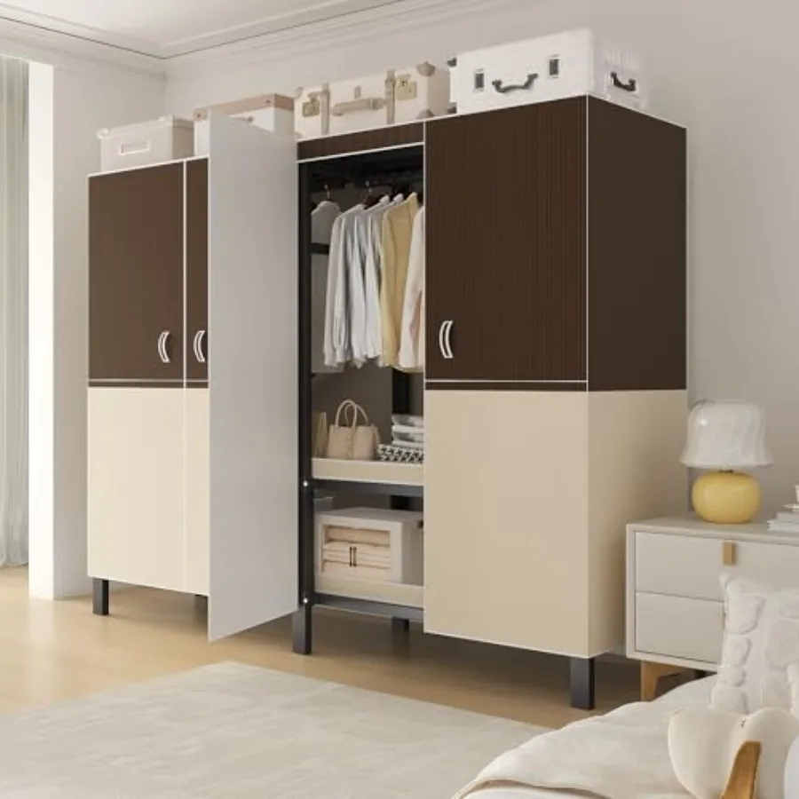 رف الملابس، رف الملابس عالي التحمل، منظم خزانة الملابس المحمول القائم بذاته من الفولاذ لتعليق الملابس مع 2 #5