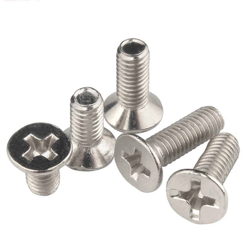 20~ 1000pcs M1.2 M1.4 M1.7 M2 M2.5 M3 M4 M5 Nickel Plated Carbon Steel KM Screw Cross Flat Countersunk Head Phillips Screws