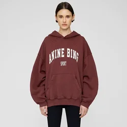 Winter New North American Niche AB Classic Letter Printing Dyed Fried Color To Do Old Water Washing Women's Hoodie