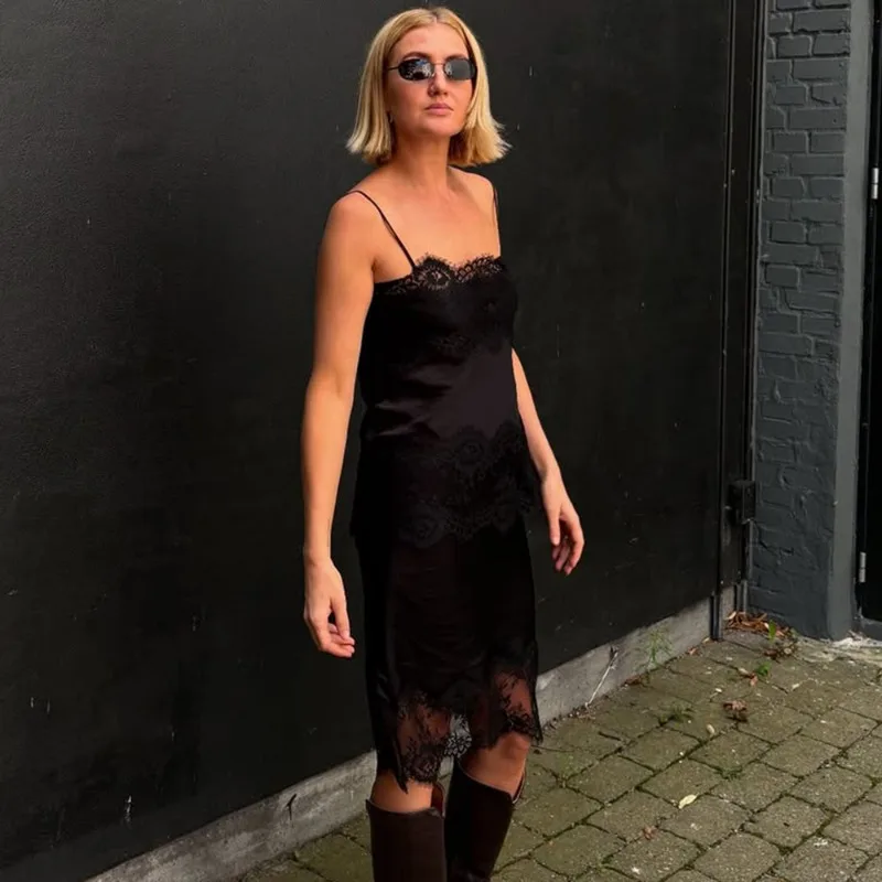 Tuularose kanten damesjurk sexy mouwloze kanten patchwork halterjurk mode elegante luxe feestlook vrouwelijke mini-jurken