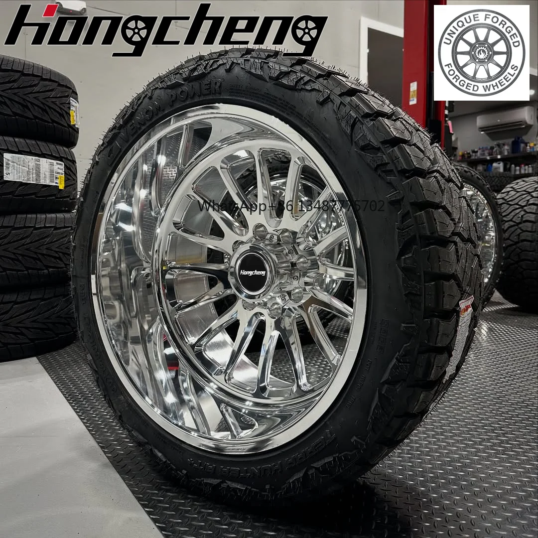 New style Hongcheng Forged Aluminum Alloy Wheels Polished Silver Deep Lip For Truck For Ford For F250 For F350 For Silverado 150