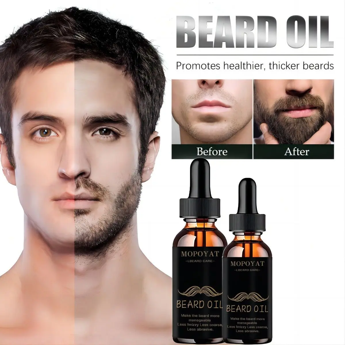 Growth Beard Oil Grow Beard Thicker & More Full Thicken Hair Beard Oil For Men Beard Grooming Treatment Beard Care