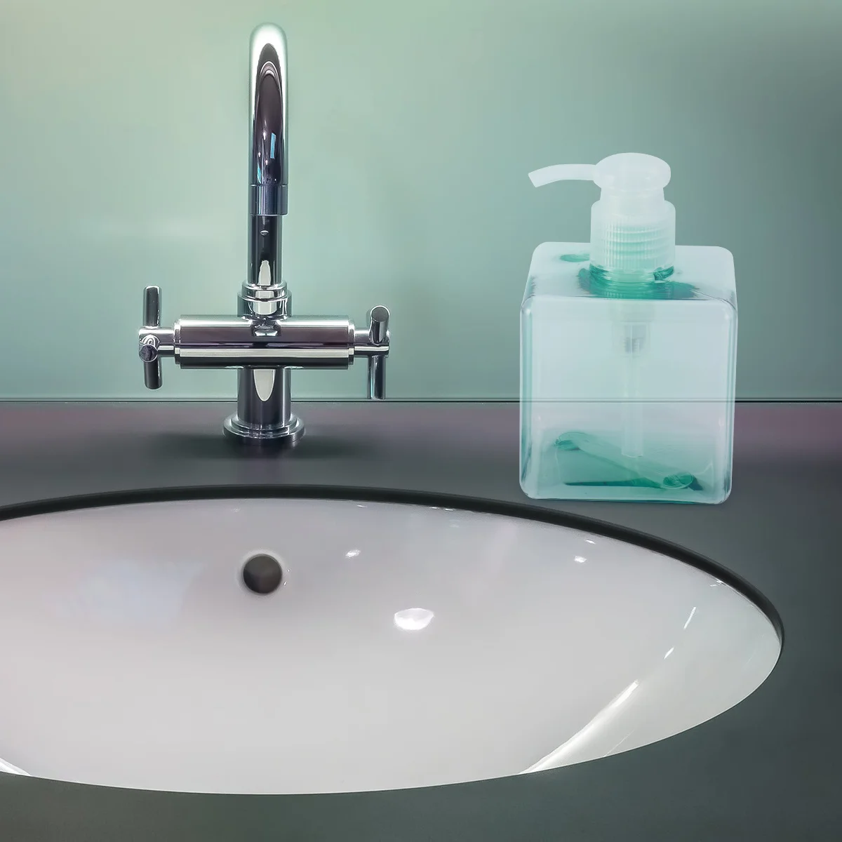 250 مللي 8.4 أوقية مضخة مربعة فارغة قابلة لإعادة الملء شفافة زرقاء لغسول الصابون السائل موزع شامبو الحاويات أداة العناية بالبشرة مضخة #1