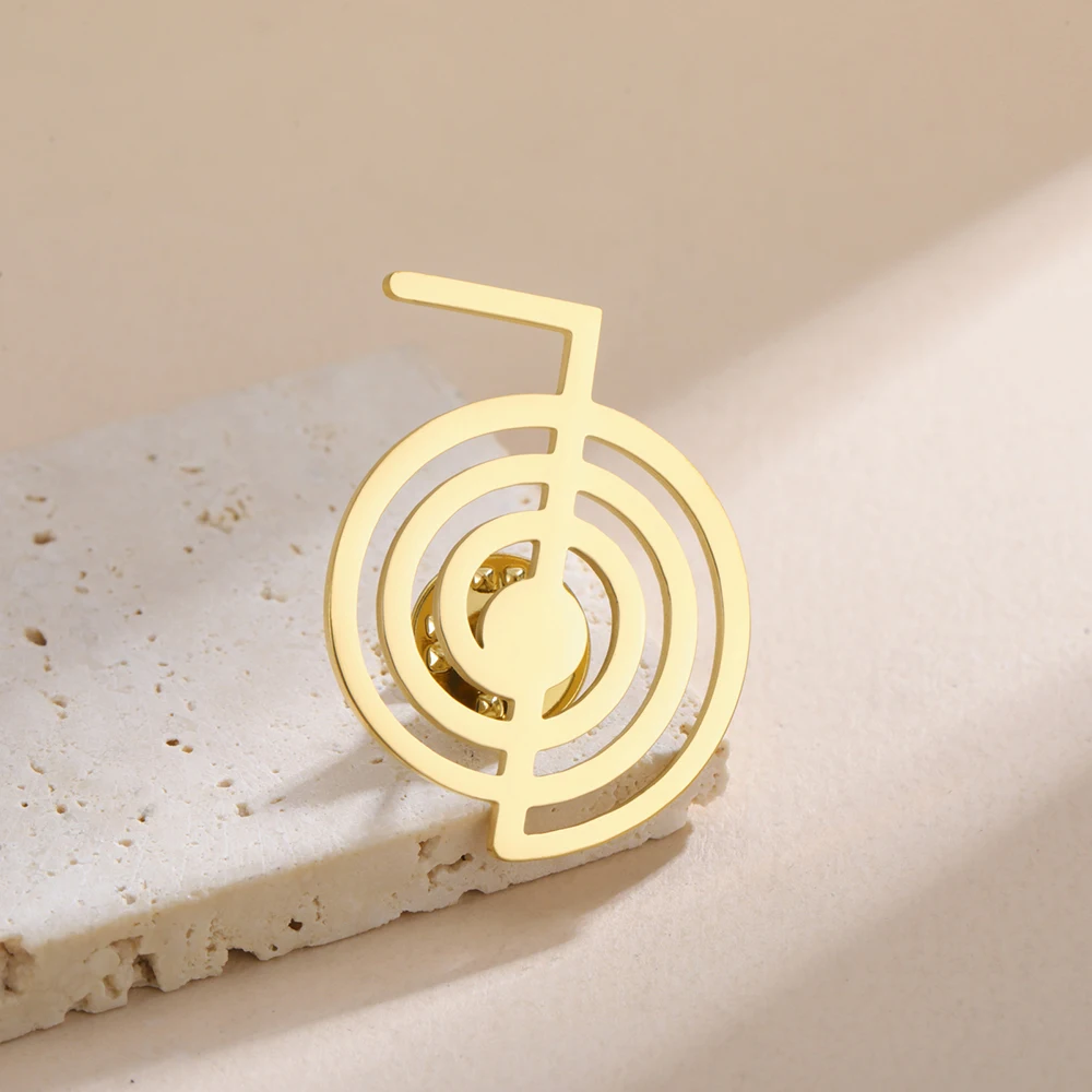 Dawapara Cho Ku Rei Brosche Pins Heilung Symbol Yoga Spiritueller Schmuck Reiki Chokurei Heilige Geometrie Edelstahl Zubehör – Detail 9