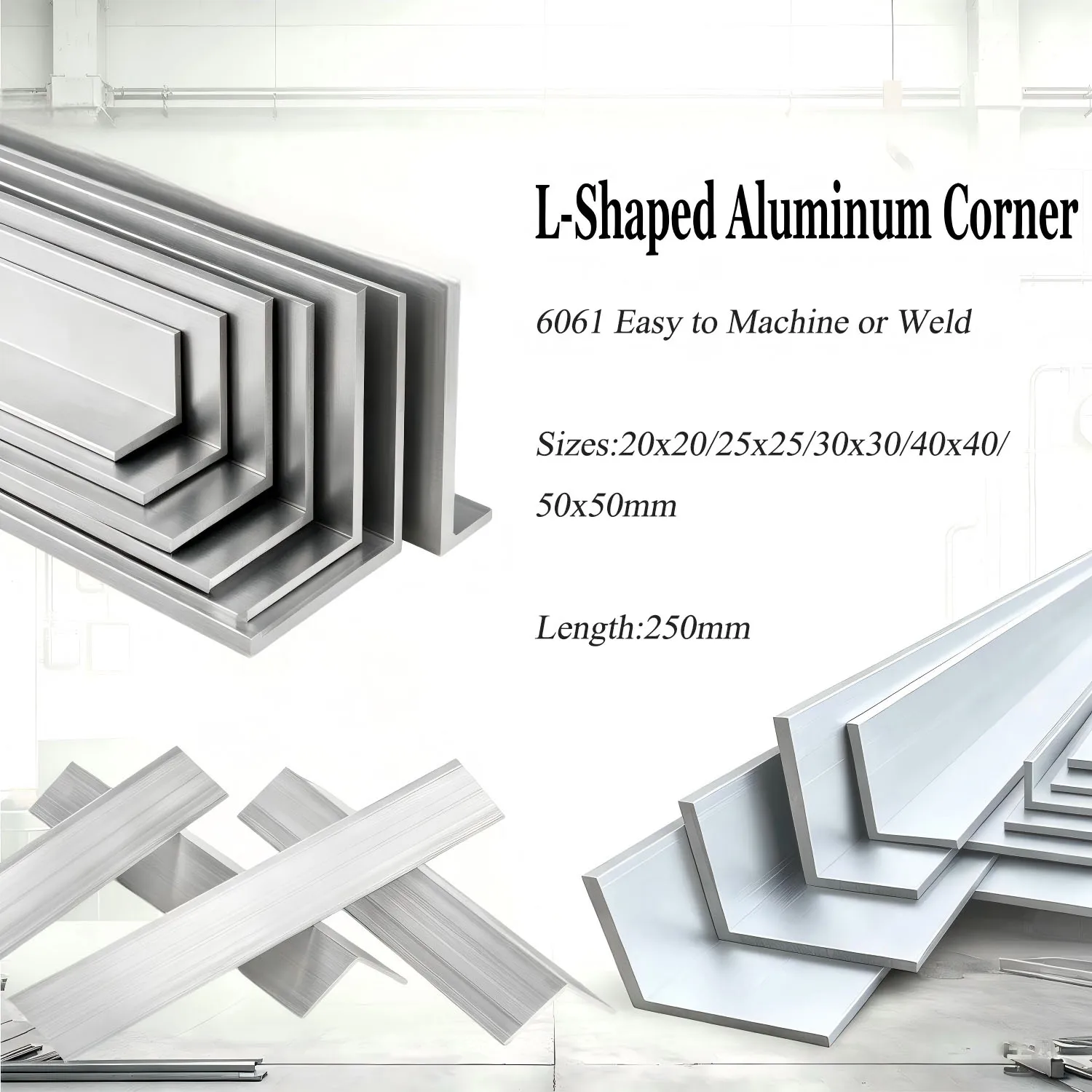 Perfil de Aluminio en Forma de L de Ángulo Recto 6061 - Materiales de Decoración Triangulares de 3mm/4mm/5mm de Grosor para Esquinas