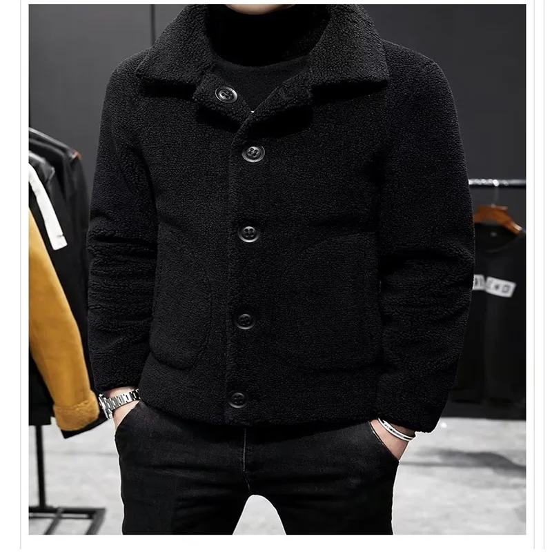 2023 Autumn and Winter New Men\'s Fashion Trend Suede Double Sided Leather Coat Jacket Men\'s Leisure Tourism Warm Coat