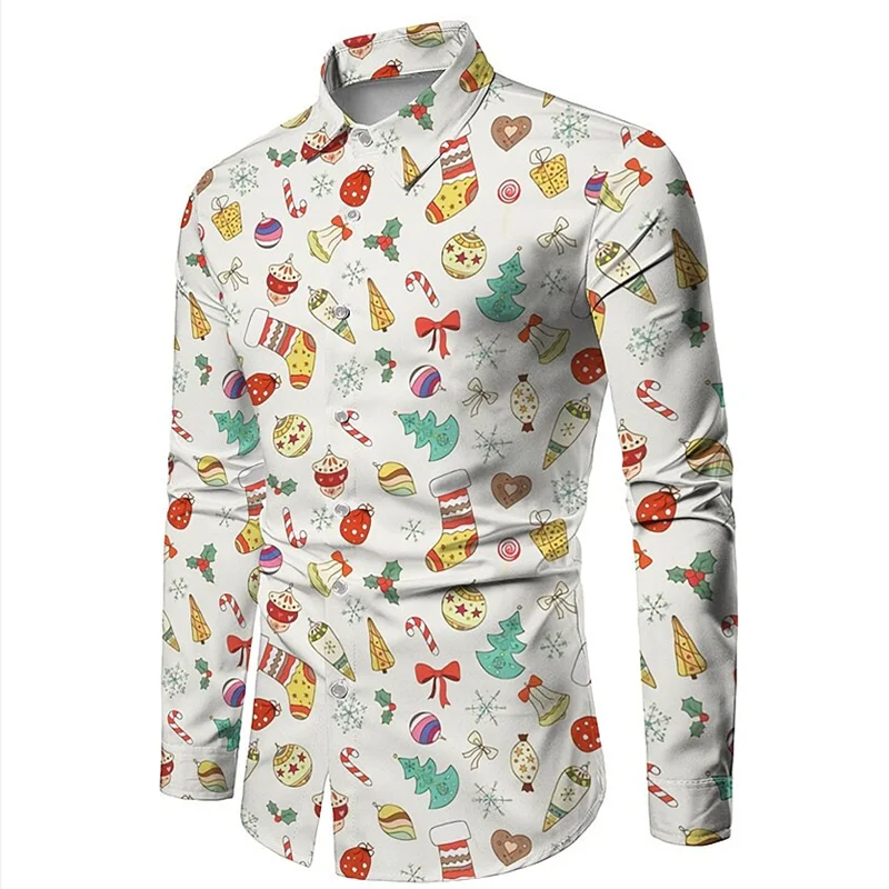 New List Men\'s Christmas Snowflake Social Party Shirt 3D Printing Christmas Pattern Original Shirt Oversized 6XL Christmas Gift