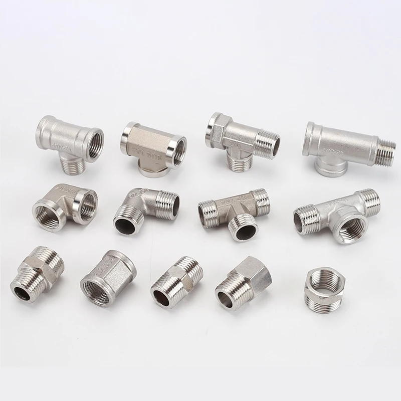 10 peças 1/2 "rosca 304 junta móvel de aço inoxidável fêmea macho rosca reta t cotovelo adaptador de junta de extremidade acoplador
